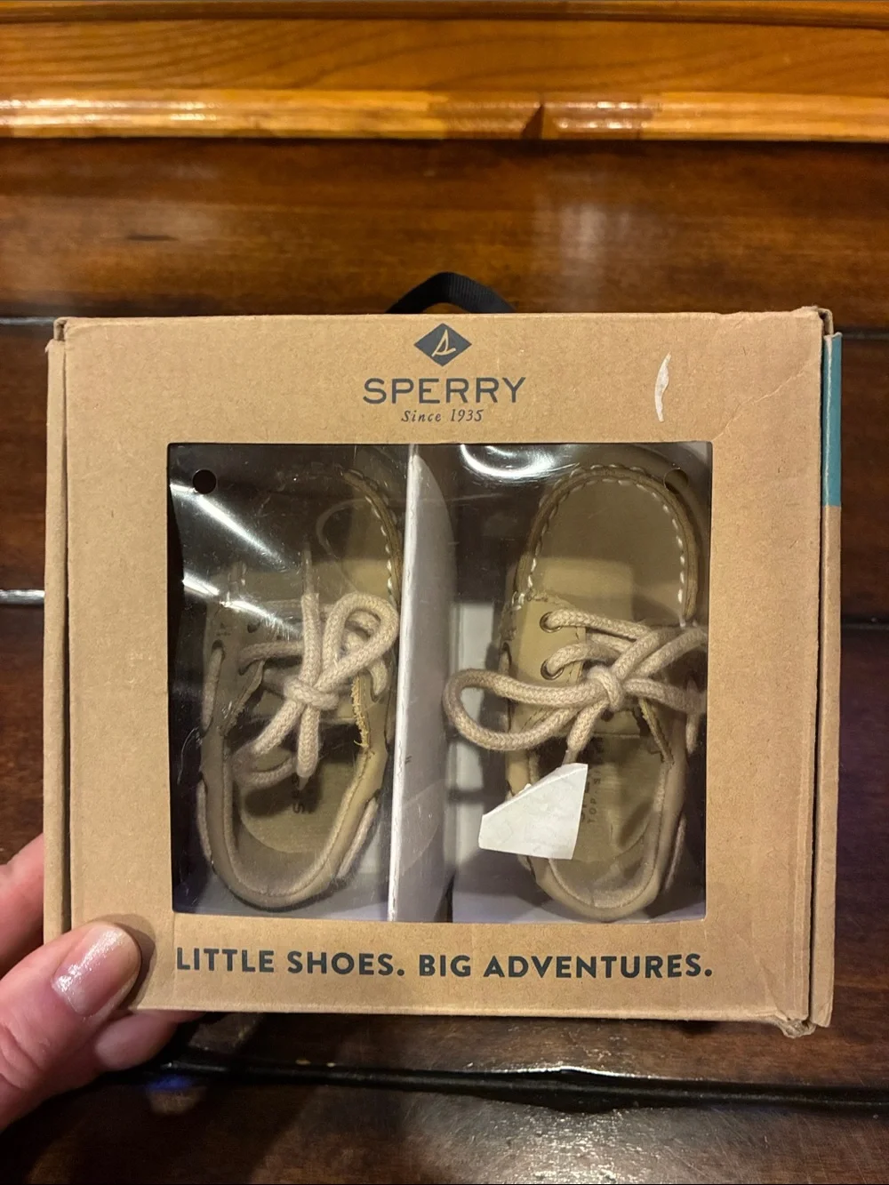 New Sperry Intrepid Size 2 Crib Shoes - Linen/Oat Top Siders Boat Shoes (ABBA)